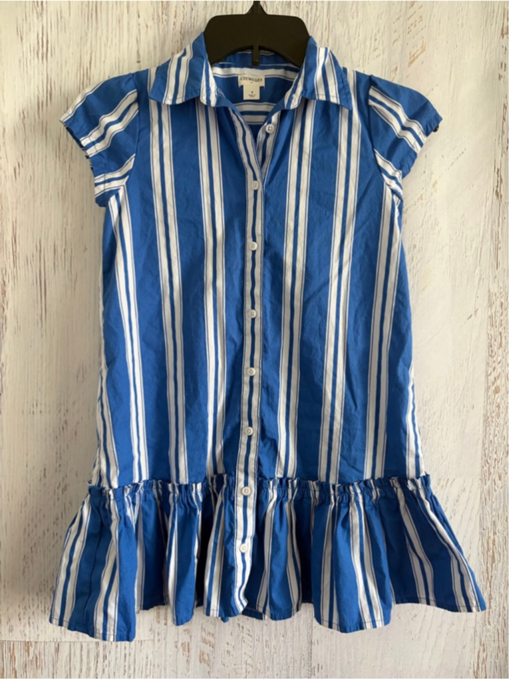 Girls crewcuts Casual Dress Size 8 Blue White Striped